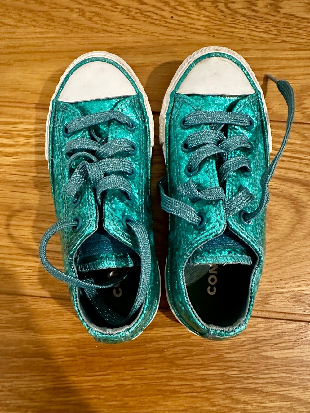 Converse Kids Metallic Teal Low-Top Sneakers